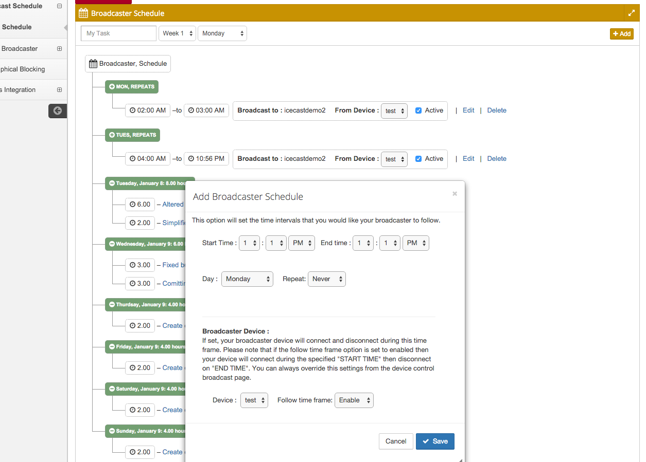 Voice stream broadcaster Scheduler